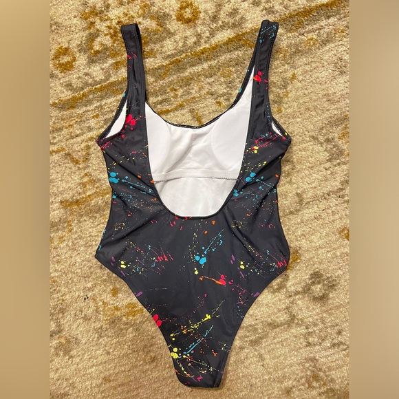 Multicolored Paint Splatter One-Piece Swimsuit - Picture 2 of 4